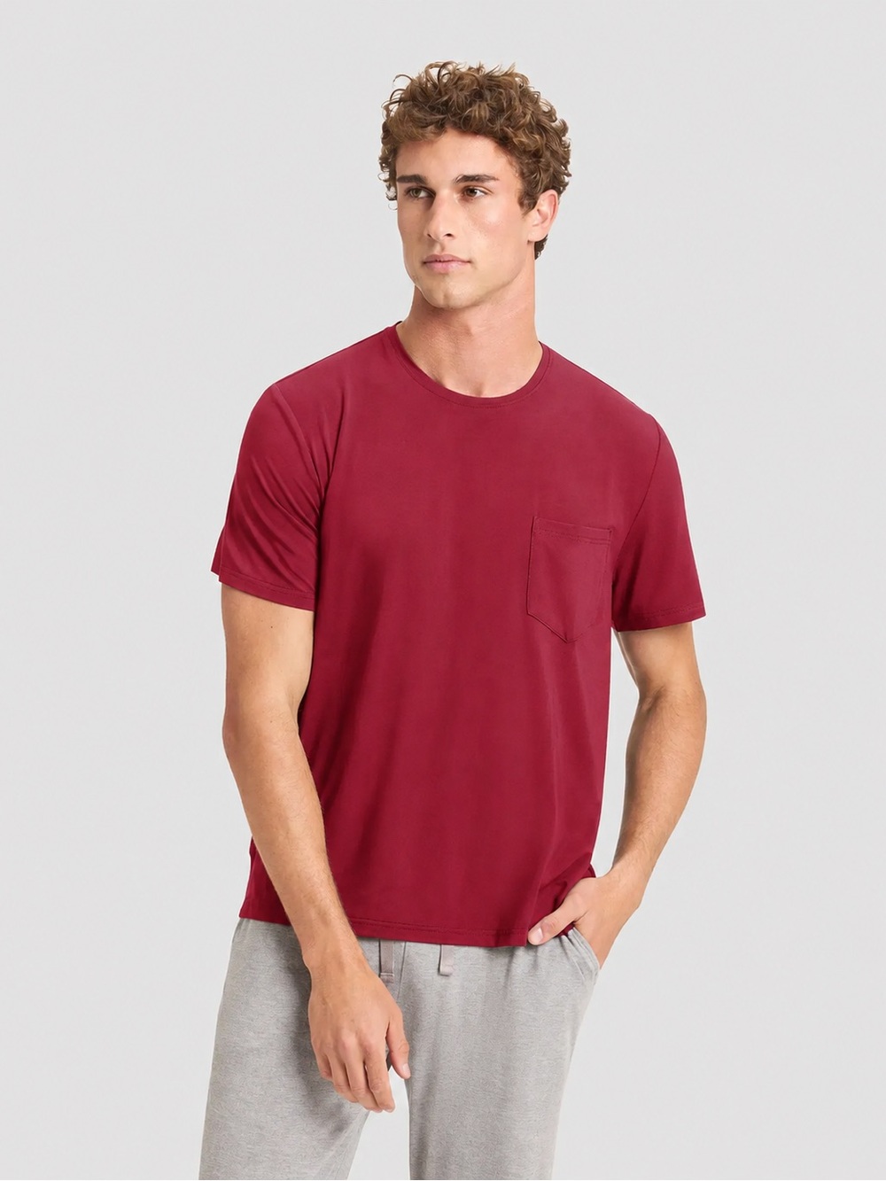 Cozy Earth Mens Bamboo Stretch Tshirt Pajama or Layered NWT POMEGRANATE